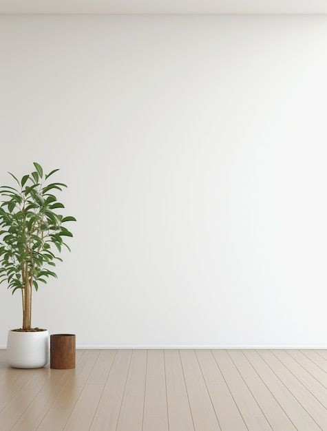 Minimalist Oasis: Empty Room, Potted Bliss